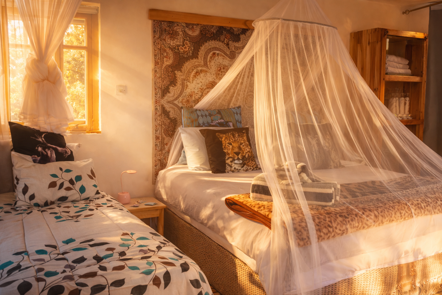 Family room with a canopy bed at The Stonehouse